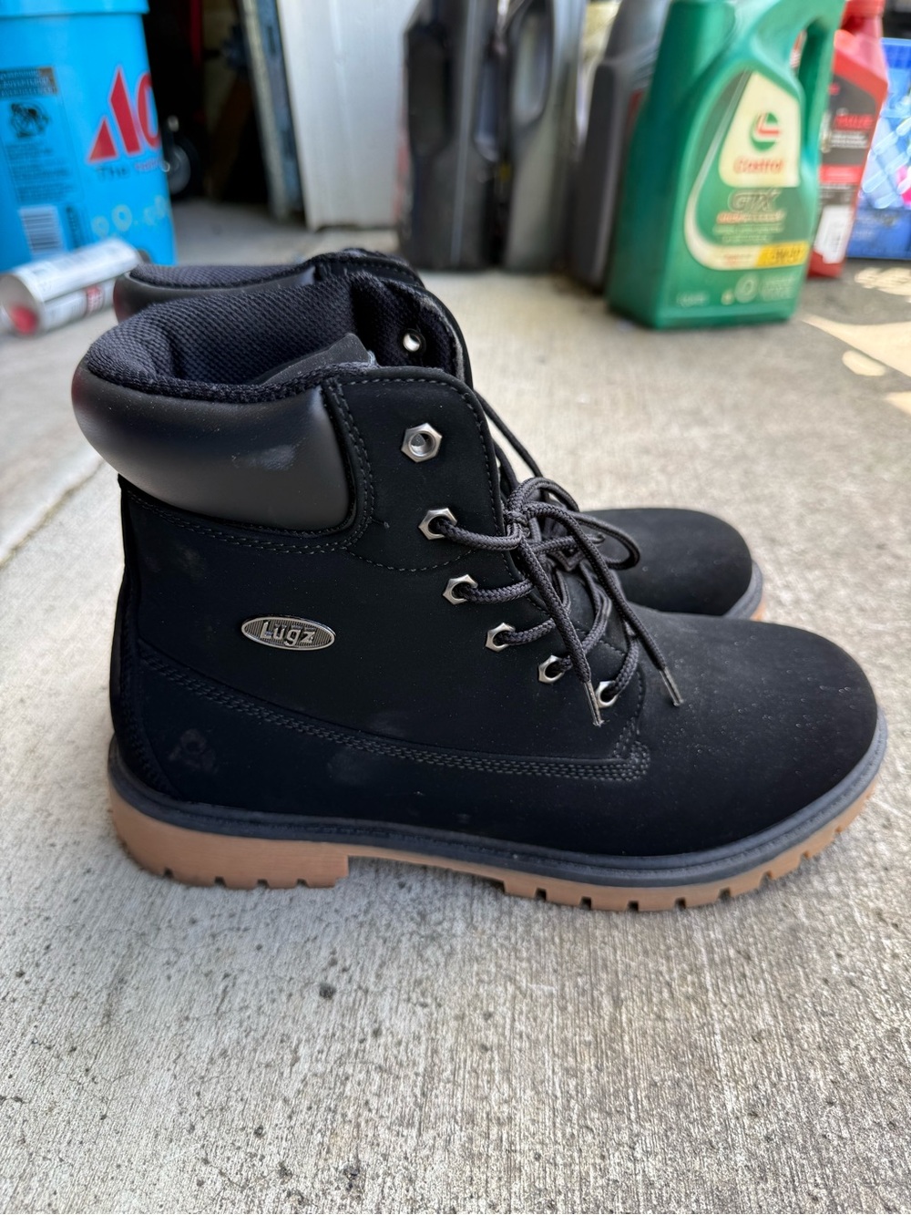 Lugz Black Lace-Up Ankle Boots with Brown Sole near new